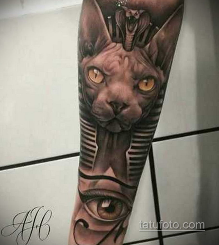 тату Египетская кошка 18.11.2019 №106 -Egyptian cat tattoo- tatufoto.com