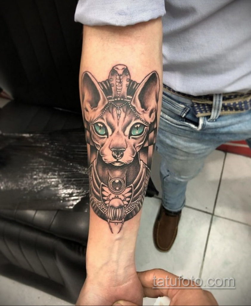 тату Египетская кошка 18.11.2019 №131 -Egyptian cat tattoo- tatufoto.com