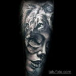 тату лев женская 18.11.2019 №008 -female lion tattoo- tatufoto.com