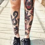 тату на ноге женские 18.11.2019 №011 -women leg tattoos- tatufoto.com