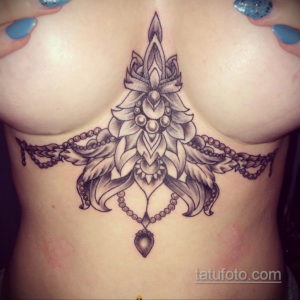 тату под грудью женские 18.11.2019 №042 -tattoo under the breast women- tatufoto.com