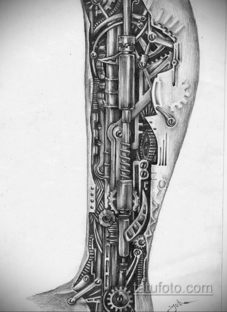 эскиз для тату биомеханика на ноге 28.11.2019 №001 -tattoo- tatufoto.com