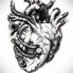 эскиз тату сердце биомеханика 28.11.2019 №001 -sketch for tattoo biomecha- tatufoto.com