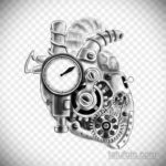 эскиз тату сердце биомеханика 28.11.2019 №004 -sketch for tattoo biomecha- tatufoto.com