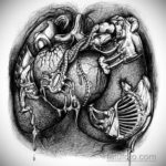эскиз тату сердце биомеханика 28.11.2019 №006 -sketch for tattoo biomecha- tatufoto.com