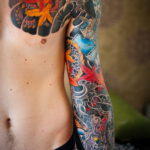 японский рукав тату 26.11.2019 №034 -japanese sleeve tattoo- tatufoto.com