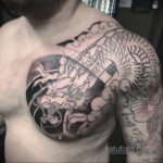 японское тату на плече 26.11.2019 №043 -japanese shoulder tattoo- tatufoto.com