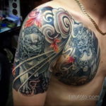 японское тату на плече 26.11.2019 №052 -japanese shoulder tattoo- tatufoto.com