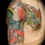 японское тату на плече 26.11.2019 №069 -japanese shoulder tattoo- tatufoto.com
