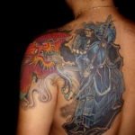 японское тату на плече 26.11.2019 №083 -japanese shoulder tattoo- tatufoto.com