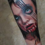 на фото татуировка в стиле Хоррор 12.12.2019 №061 -horror tattoo- tatufoto.com
