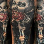 на фото татуировка в стиле Хоррор 12.12.2019 №172 -horror tattoo- tatufoto.com