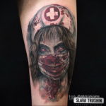 на фото татуировка в стиле Хоррор 12.12.2019 №281 -horror tattoo- tatufoto.com