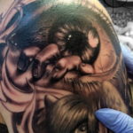 на фото татуировка в стиле Хоррор 12.12.2019 №310 -horror tattoo- tatufoto.com