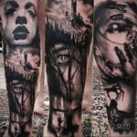 на фото татуировка в стиле Хоррор 12.12.2019 №363 -horror tattoo- tatufoto.com