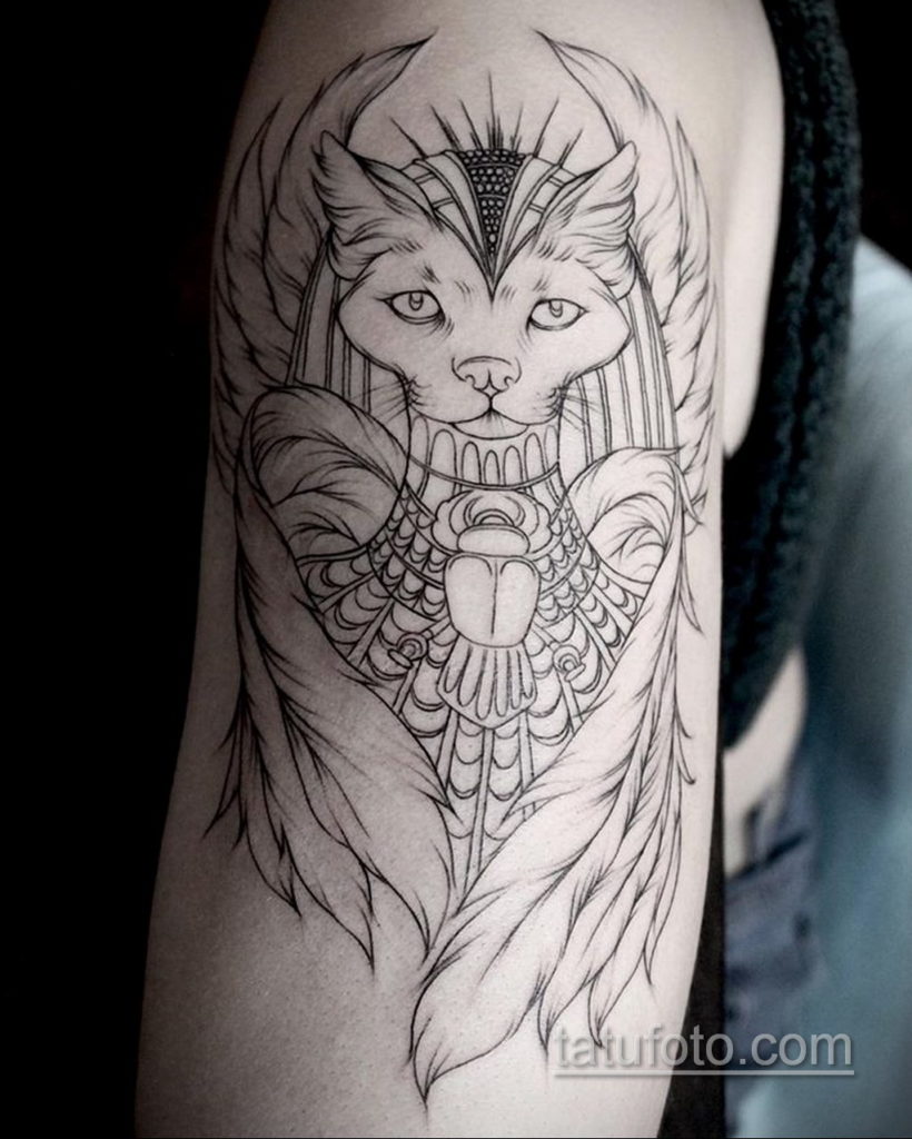 пример рисунка для тату богиня Бастет 02.12.2019 №014 -Bastet tattoo- tatufoto.com
