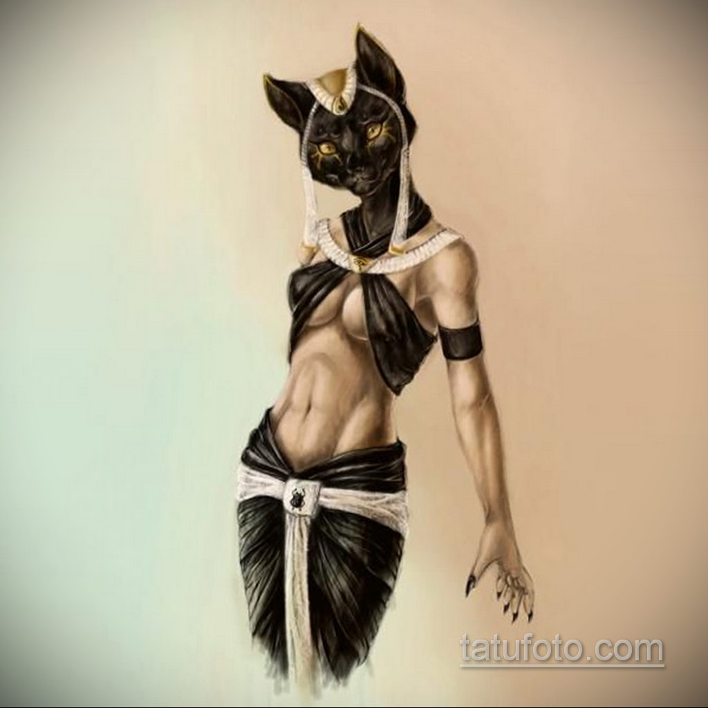 пример рисунка для тату богиня Бастет 02.12.2019 №029 -Bastet tattoo- tatufoto.com