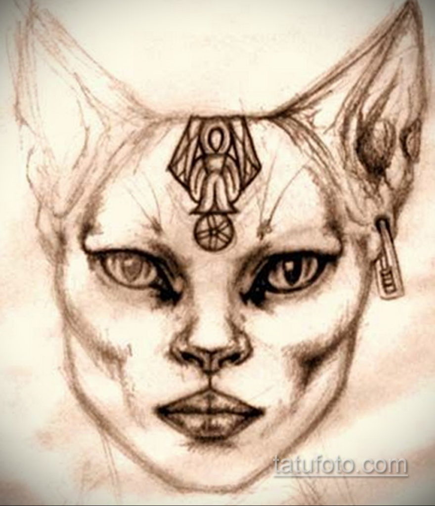 пример рисунка для тату богиня Бастет 02.12.2019 №228 -Bastet tattoo- tatufoto.com