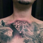 тату диамант на груди 02.12.2019 №015 -diamond tattoo on chest- tatufoto.com