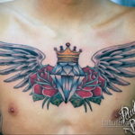 тату диамант на груди 02.12.2019 №020 -diamond tattoo on chest- tatufoto.com