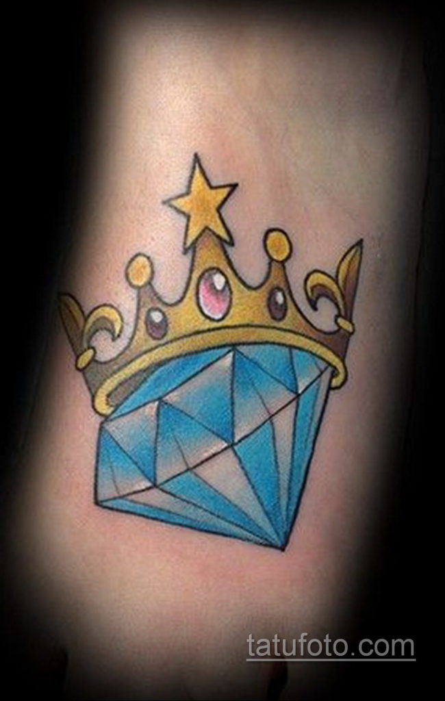 тату диамант с короной 02.12.2019 №005 -diamond tattoo with crown- tatufoto.com