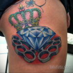 тату диамант с короной 02.12.2019 №015 -diamond tattoo with crown- tatufoto.com