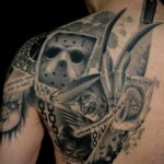 тату на плече хоррор 12.12.2019 №001 -horror shoulder tattoo- tatufoto.com
