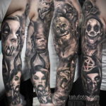 тату рукав в стиле хоррор 12.12.2019 №001 -horror tattoo sleeve- tatufoto.com
