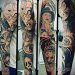 тату рукав в стиле хоррор 12.12.2019 №002 -horror tattoo sleeve- tatufoto.com