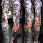 тату рукав в стиле хоррор 12.12.2019 №007 -horror tattoo sleeve- tatufoto.com