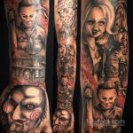 тату рукав в стиле хоррор 12.12.2019 №009 -horror tattoo sleeve- tatufoto.com