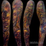 тату рукав в стиле хоррор 12.12.2019 №011 -horror tattoo sleeve- tatufoto.com