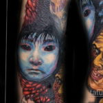 тату рукав в стиле хоррор 12.12.2019 №014 -horror tattoo sleeve- tatufoto.com