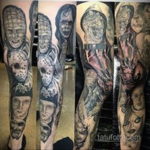тату рукав в стиле хоррор 12.12.2019 №015 -horror tattoo sleeve- tatufoto.com