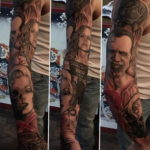 тату рукав в стиле хоррор 12.12.2019 №022 -horror tattoo sleeve- tatufoto.com