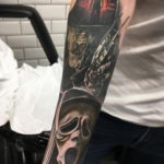 тату рукав в стиле хоррор 12.12.2019 №023 -horror tattoo sleeve- tatufoto.com