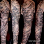 тату рукав в стиле хоррор 12.12.2019 №035 -horror tattoo sleeve- tatufoto.com