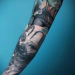тату рукав в стиле хоррор 12.12.2019 №037 -horror tattoo sleeve- tatufoto.com