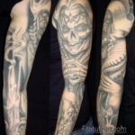 тату рукав в стиле хоррор 12.12.2019 №039 -horror tattoo sleeve- tatufoto.com