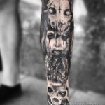 тату рукав в стиле хоррор 12.12.2019 №046 -horror tattoo sleeve- tatufoto.com