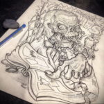 хоррор тату эскизы 12.12.2019 №024 -horror tattoo sketches- tatufoto.com
