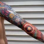 Тату супергерой Капитан Америка 15.01.2020 №037 -Marvel Tattoo- tatufoto.com