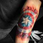 Тату супергерой Капитан Америка 15.01.2020 №039 -Marvel Tattoo- tatufoto.com