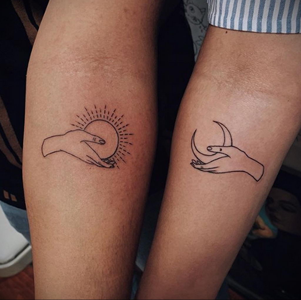 Очень оригинальные тату солнце и луна