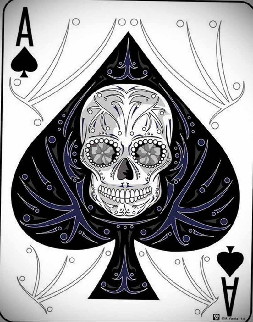 Эскиз тату пиковый туз 16.02.2020 №013 -ace of spades tattoo sketch- tatufoto.com