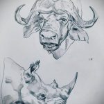 вариант эскиза тату носорог 02.02.2020 №1012 -rhino tattoo sketches- tatufoto.com