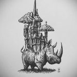 вариант эскиза тату носорог 02.02.2020 №1036 -rhino tattoo sketches- tatufoto.com