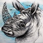 вариант эскиза тату носорог 02.02.2020 №1054 -rhino tattoo sketches- tatufoto.com
