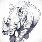 вариант эскиза тату носорог 02.02.2020 №1057 -rhino tattoo sketches- tatufoto.com