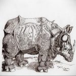 вариант эскиза тату носорог 02.02.2020 №1065 -rhino tattoo sketches- tatufoto.com